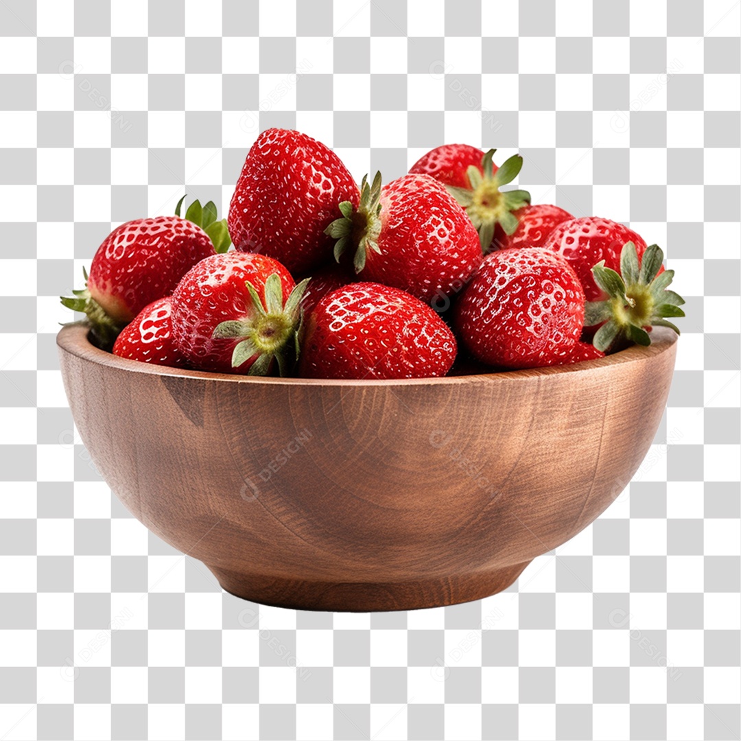 Vasilha com Frutas Morangos PNG Transparente