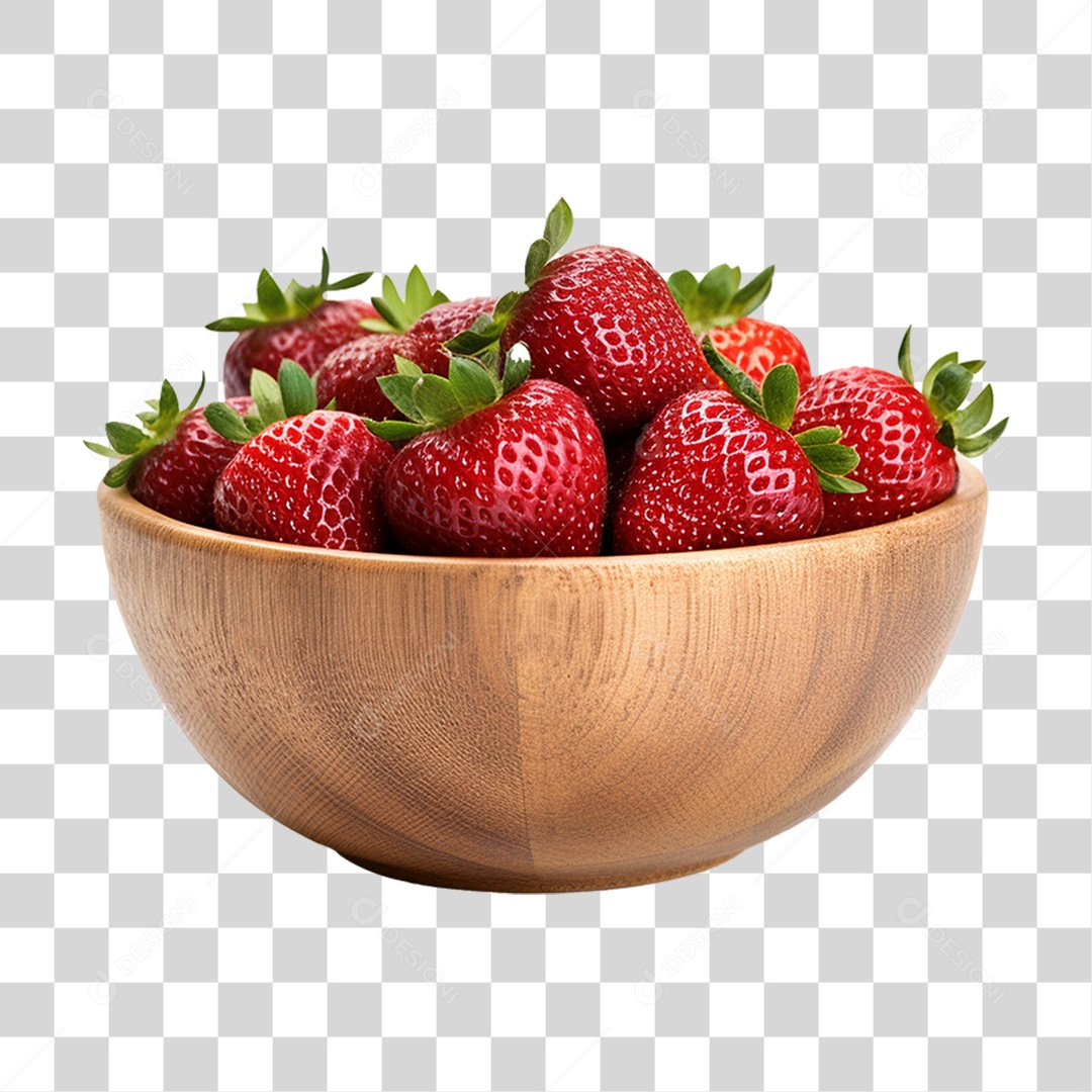 Vasilha com Frutas Morangos PNG Transparente