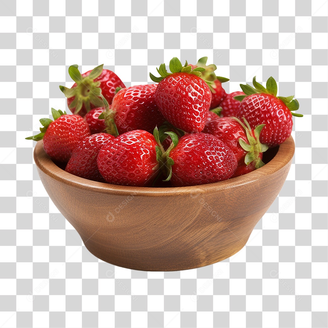 Tigela com Frutas Morangos PNG Transparente