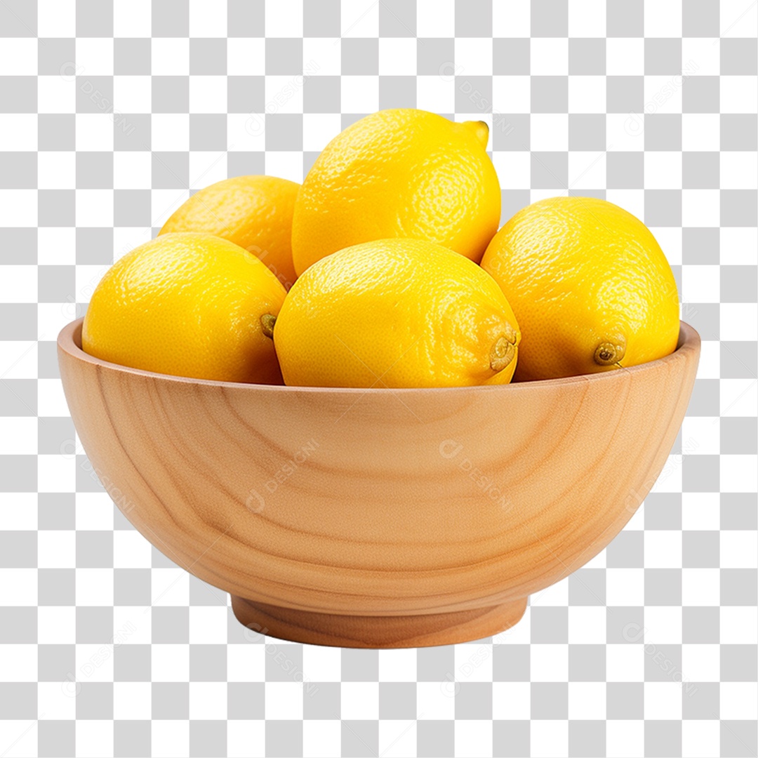 Tigela com Frutas Limões PNG Transparente