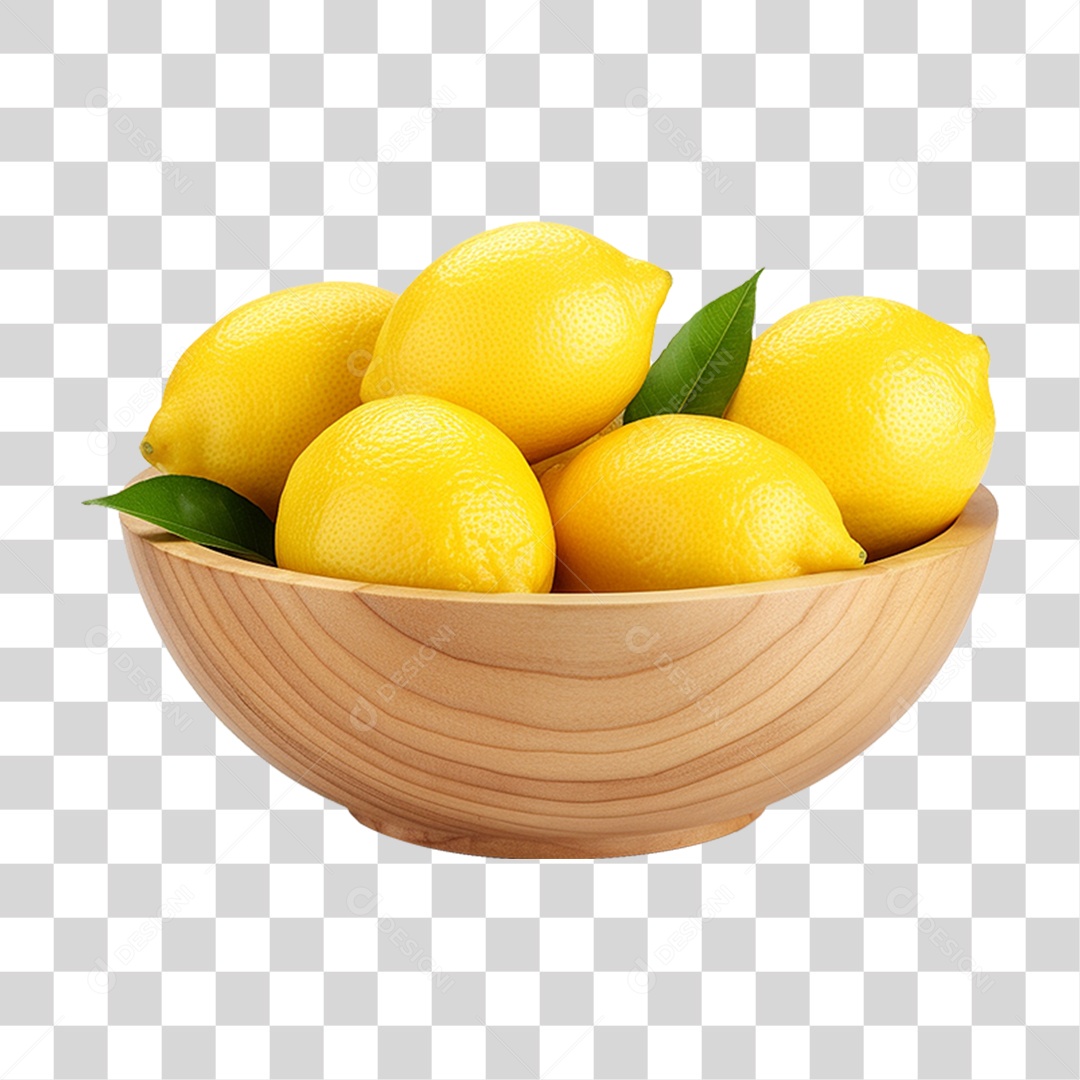 Tigela com Frutas Limões PNG Transparente