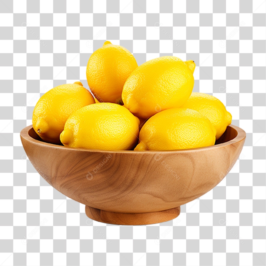Tigela com Frutas Limões PNG Transparente