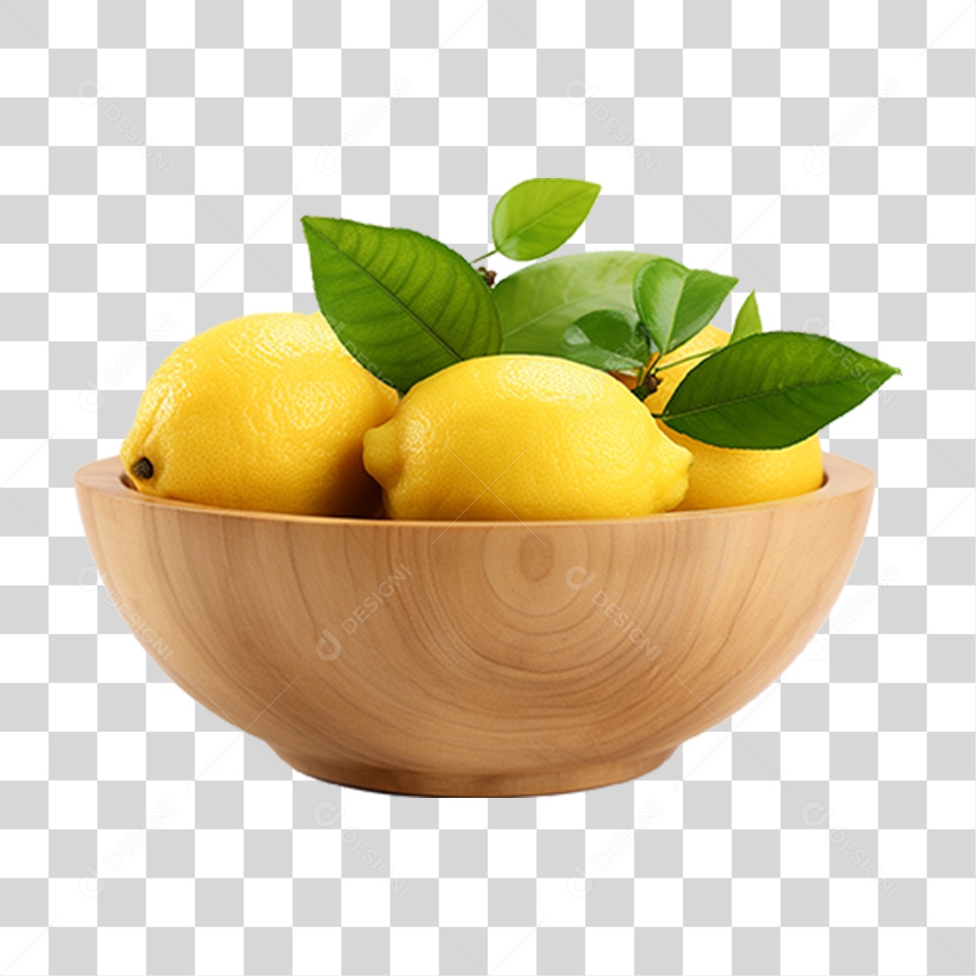 Tigela com Frutas Limões PNG Transparente