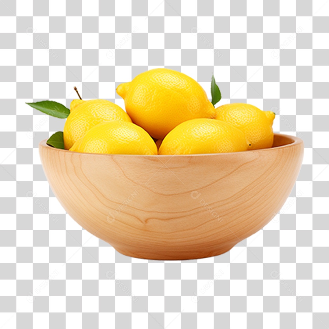 Tigela com Frutas Limões PNG Transparente