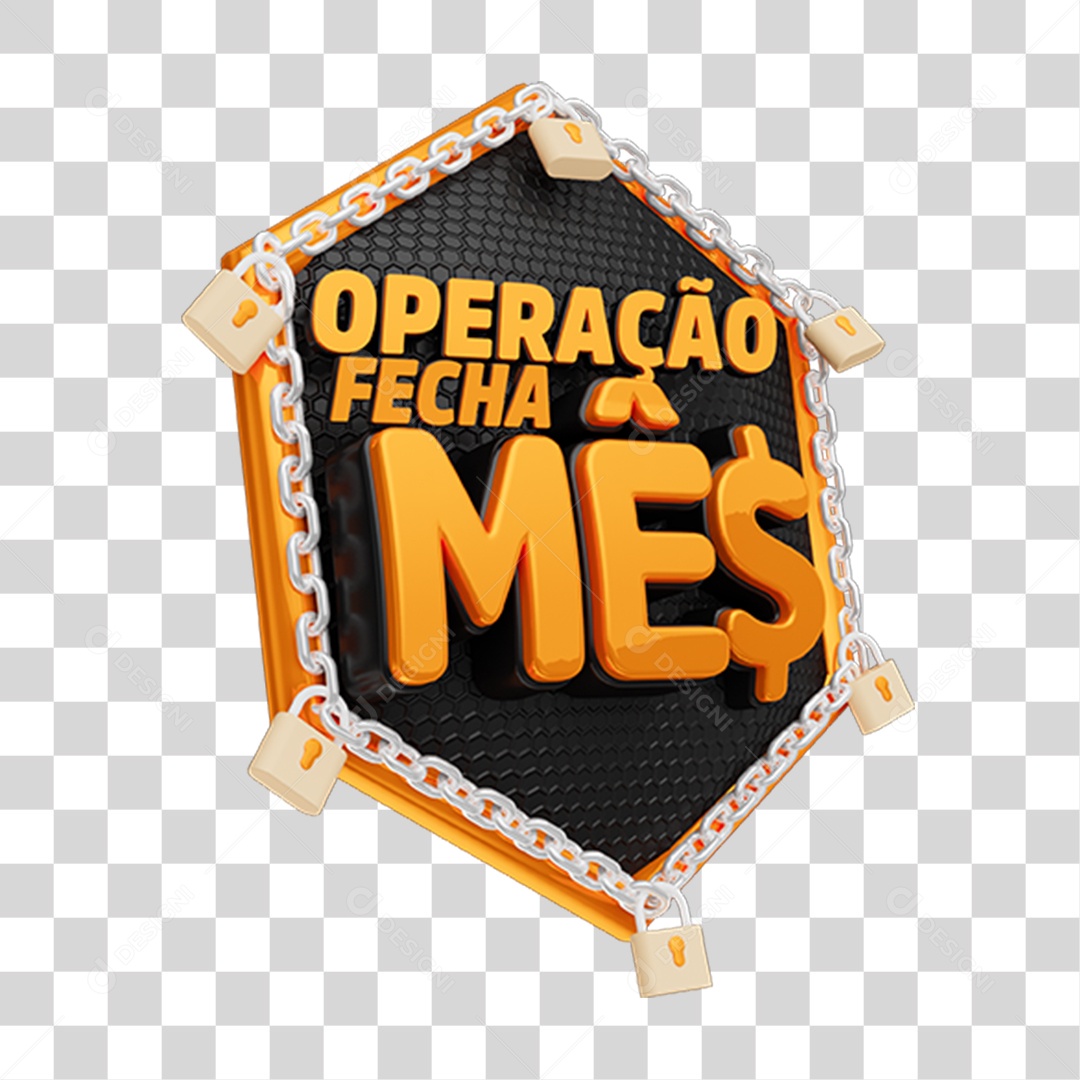 Selo 3D Operação Fecha Mês para Composição PNG Transparente