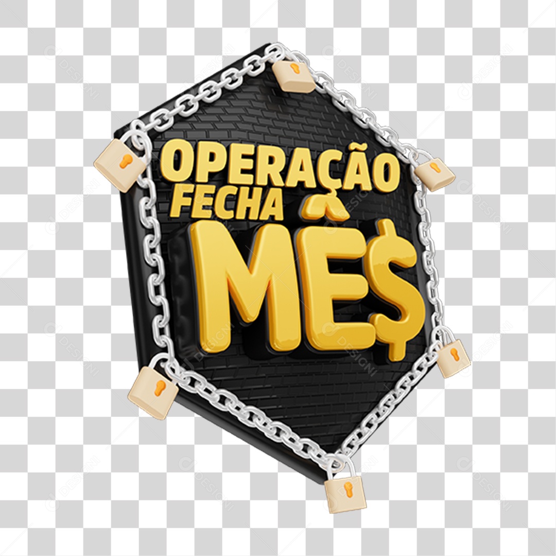 Selo 3D Operação Fecha Mês para Composição PNG Transparente