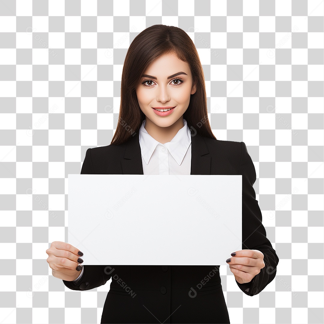 Mulher Segurando Placa Branca PNG Transparente