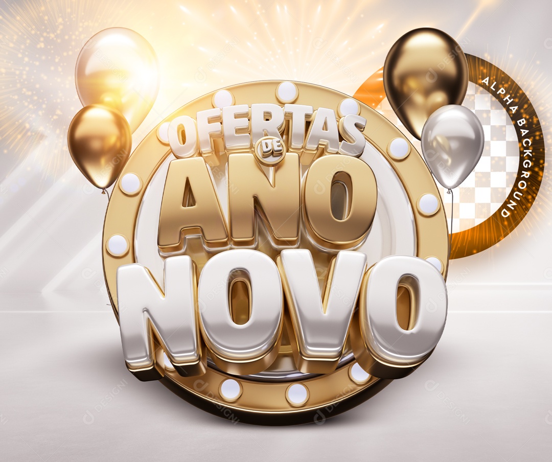 Ofertas De Ano Novo Selo 3D Para Composição PSD