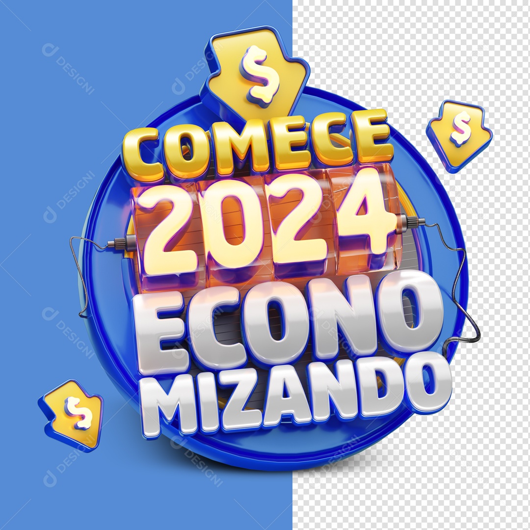 3D Stamp Start 2024 Saving For PSD Composition
