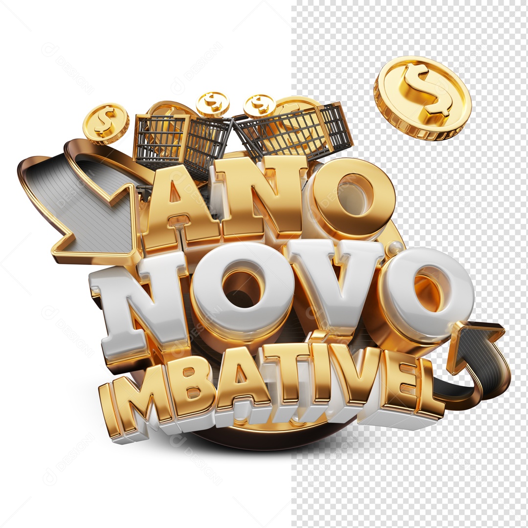 Selo 3D Ano Novo Imbatível Para Composição PSD