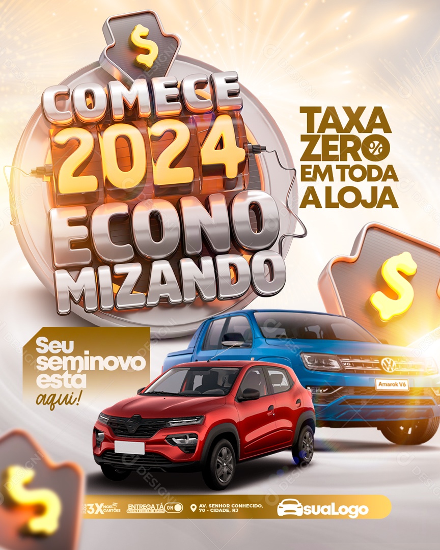 Story Comece 2024 Economizando Concessionária Social Media PSD Editável