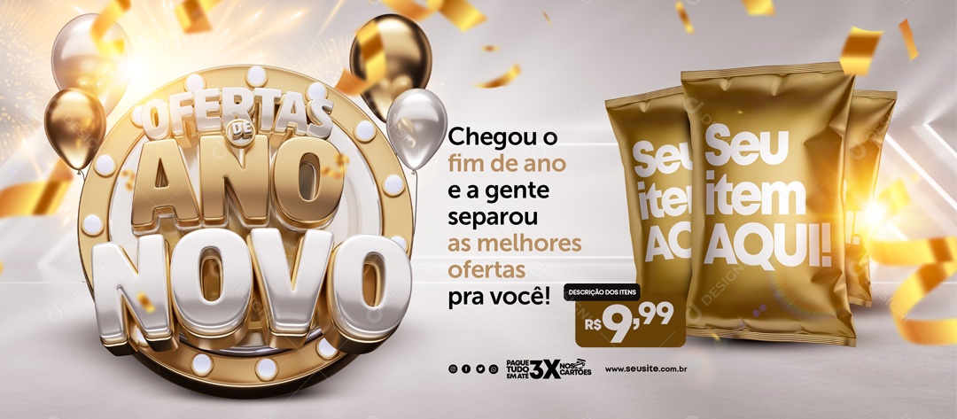 Social Media Banner Ofertas De Ano Novo Separou as Melhores Ofertas PSD Editável