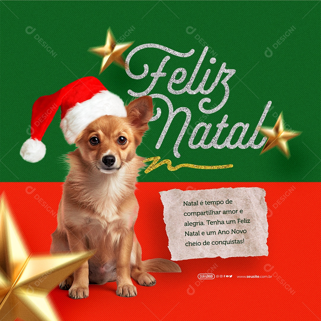 Feliz Natal é Tempo de Compartilhar Amor e Alegria Social Media PSD Editável