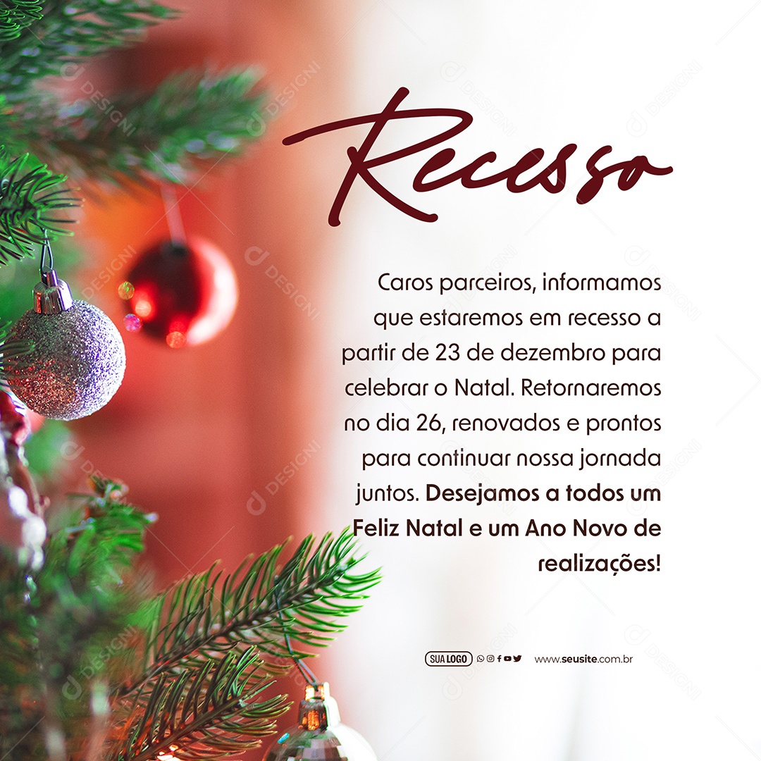 Desejamos a todos feliz natal e um ano nono de Realizações Social Media PSD Editável