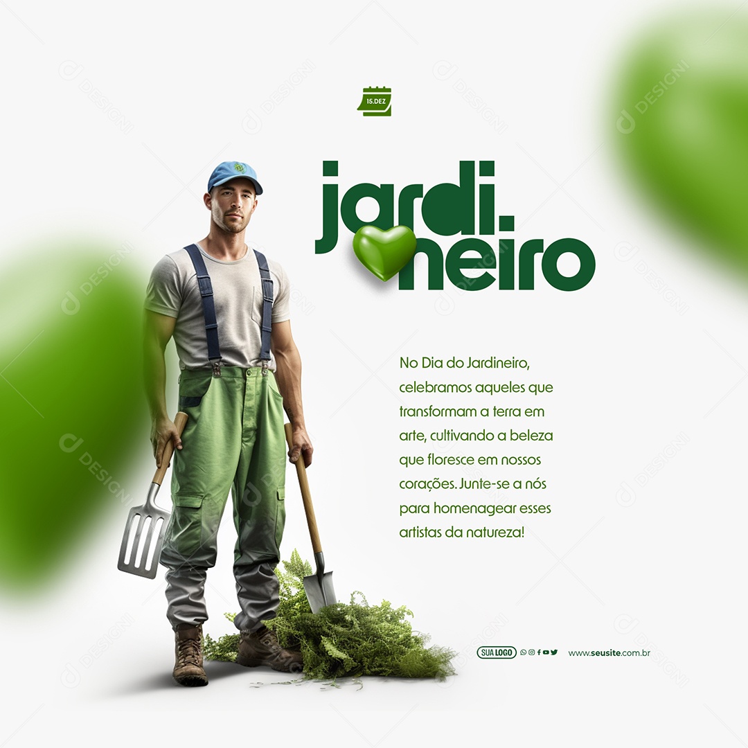Dia do Jardineiro 15 de Dezembro Junte-se a nós para Homenagear esses Artistas da Natureza Social Media PSD Editável