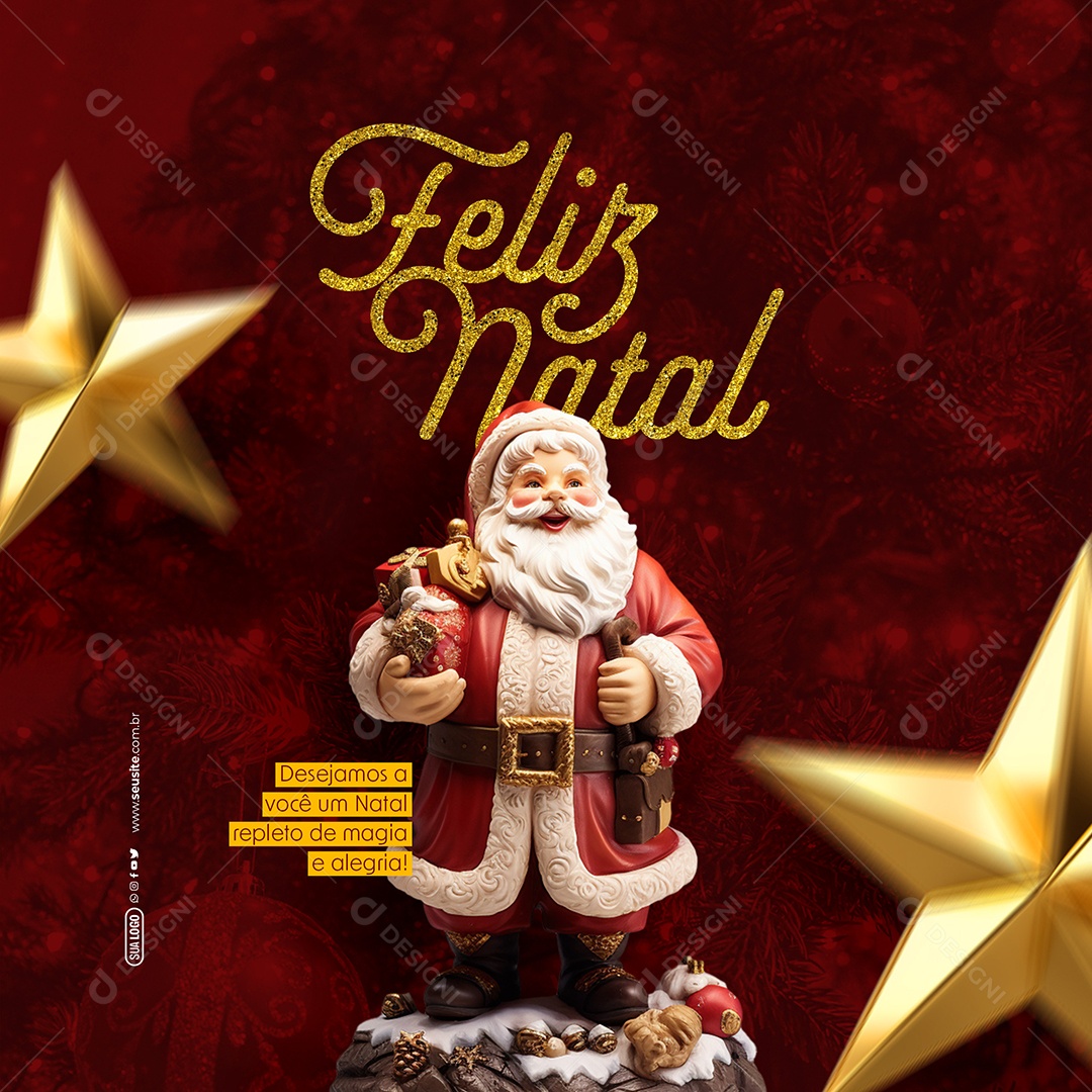 feliz natal Desejamos a Você Repleto de Magia e Alegria Social Media PSD Editável