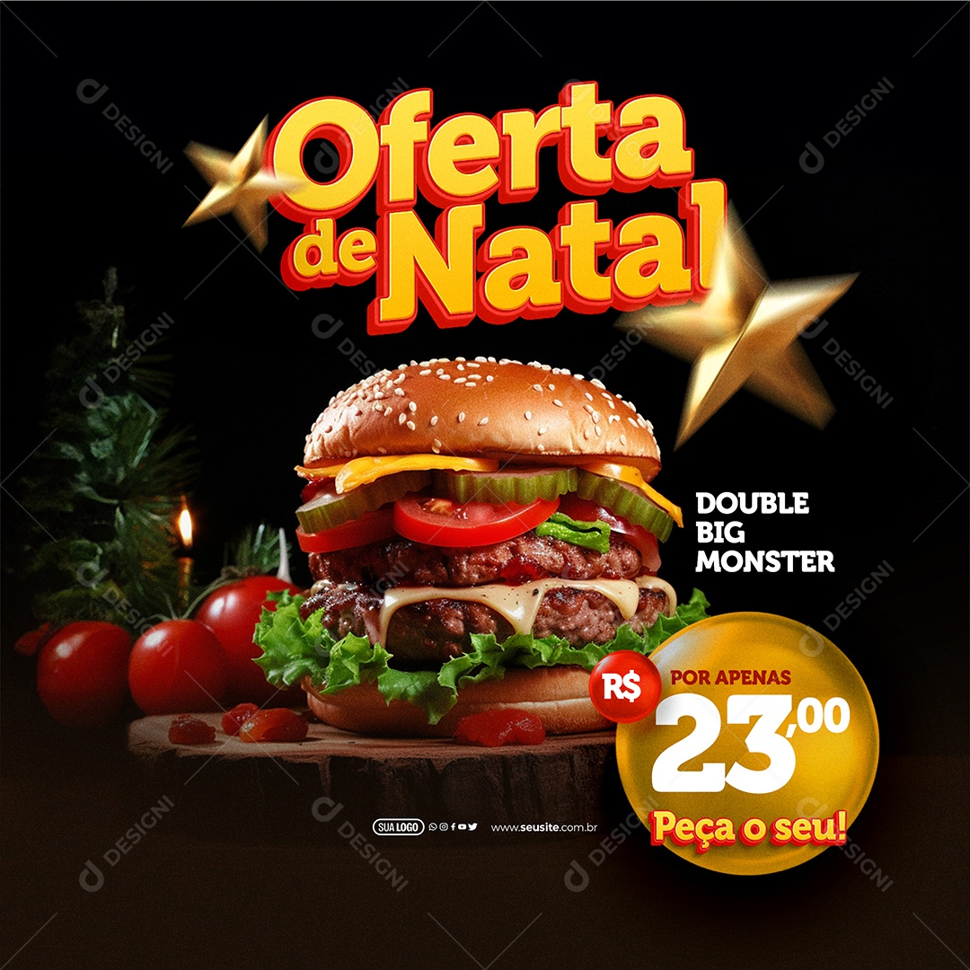 Oferta de natal Double Big Monster Por Apenas 23,00 Peça o Seu Social Media PSD Editável