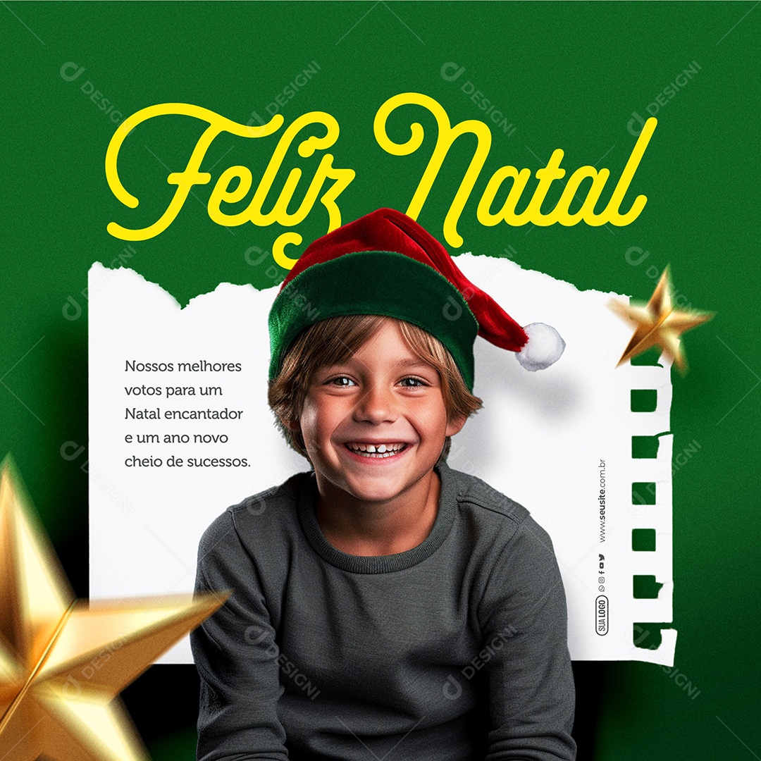 Feliz Natal nossos Melhores Votos Social Media PSD Editável
