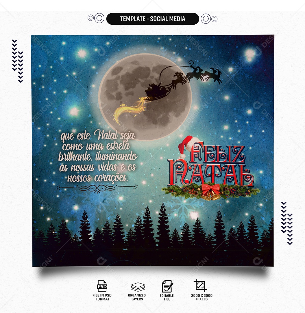 Social Media Feed Feliz Natal Nossos Corações PSD Editável
