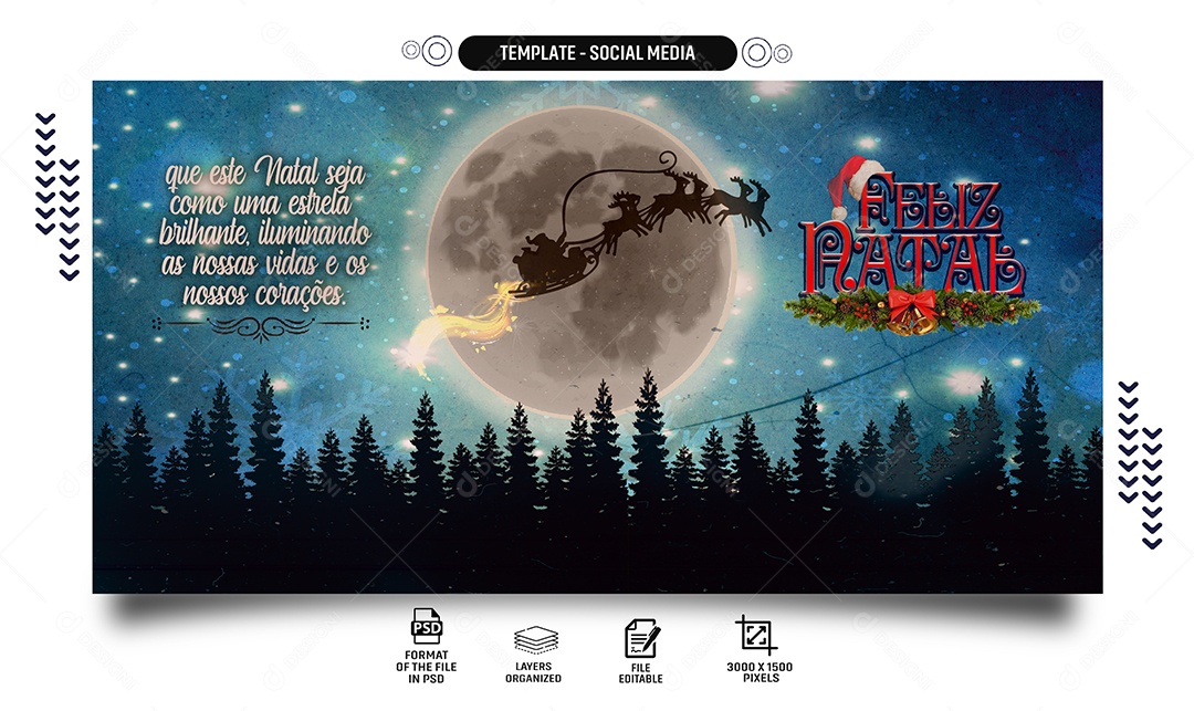 Banner Feliz Natal Nossas Vidas e os Nossos Corações Social Media PSD Editável