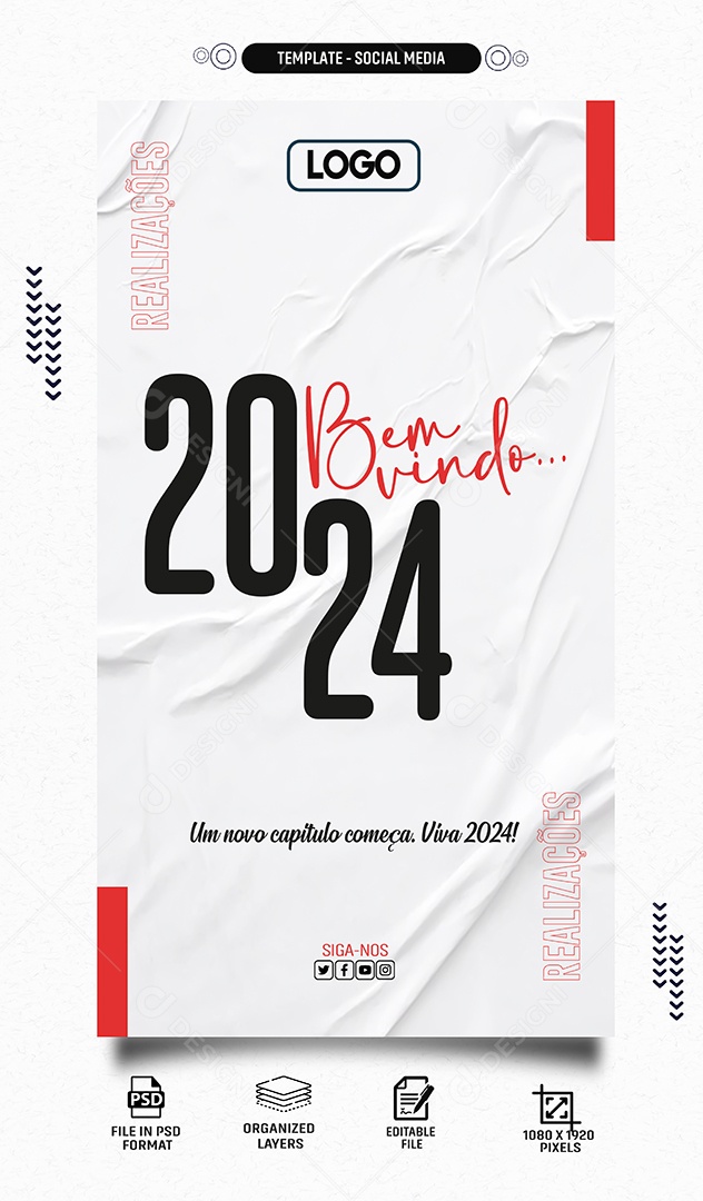 Social Media Story Bem Vindo 2024 Um Novo Capítulo PSD Editável