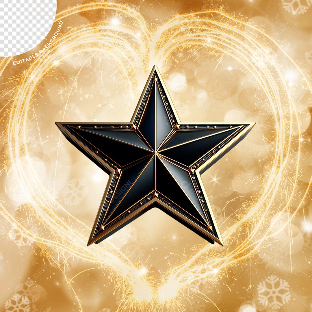 Elemento 3D Estrela Preta Elemento 3D Para Composição PSD