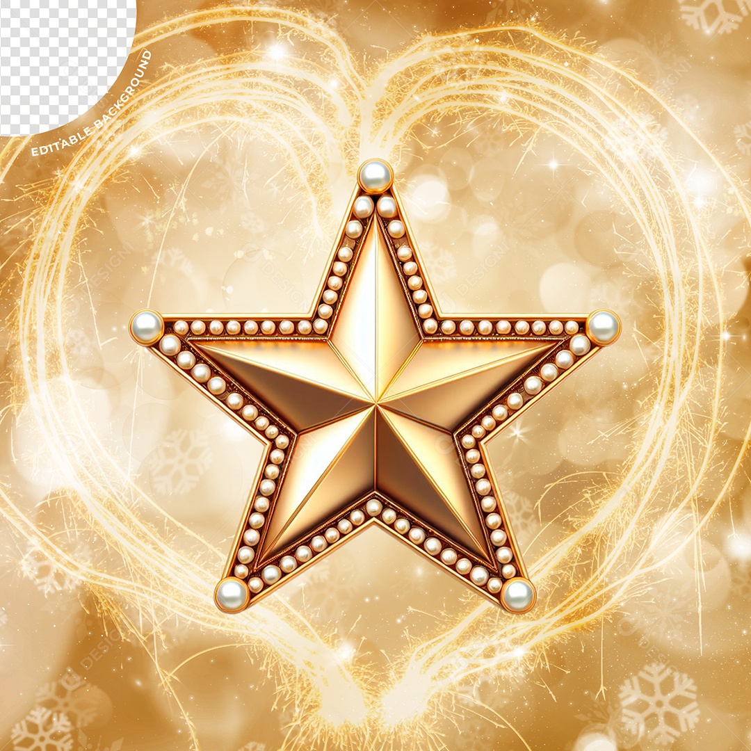 Elemento 3D Estrela Dourada Para Composição PSD