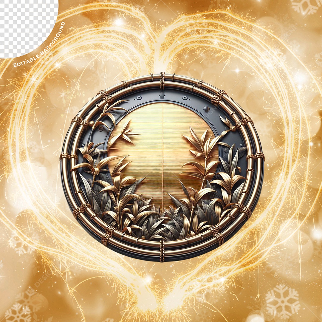 Elemento 3D Circular Decorado Para Composição PSD