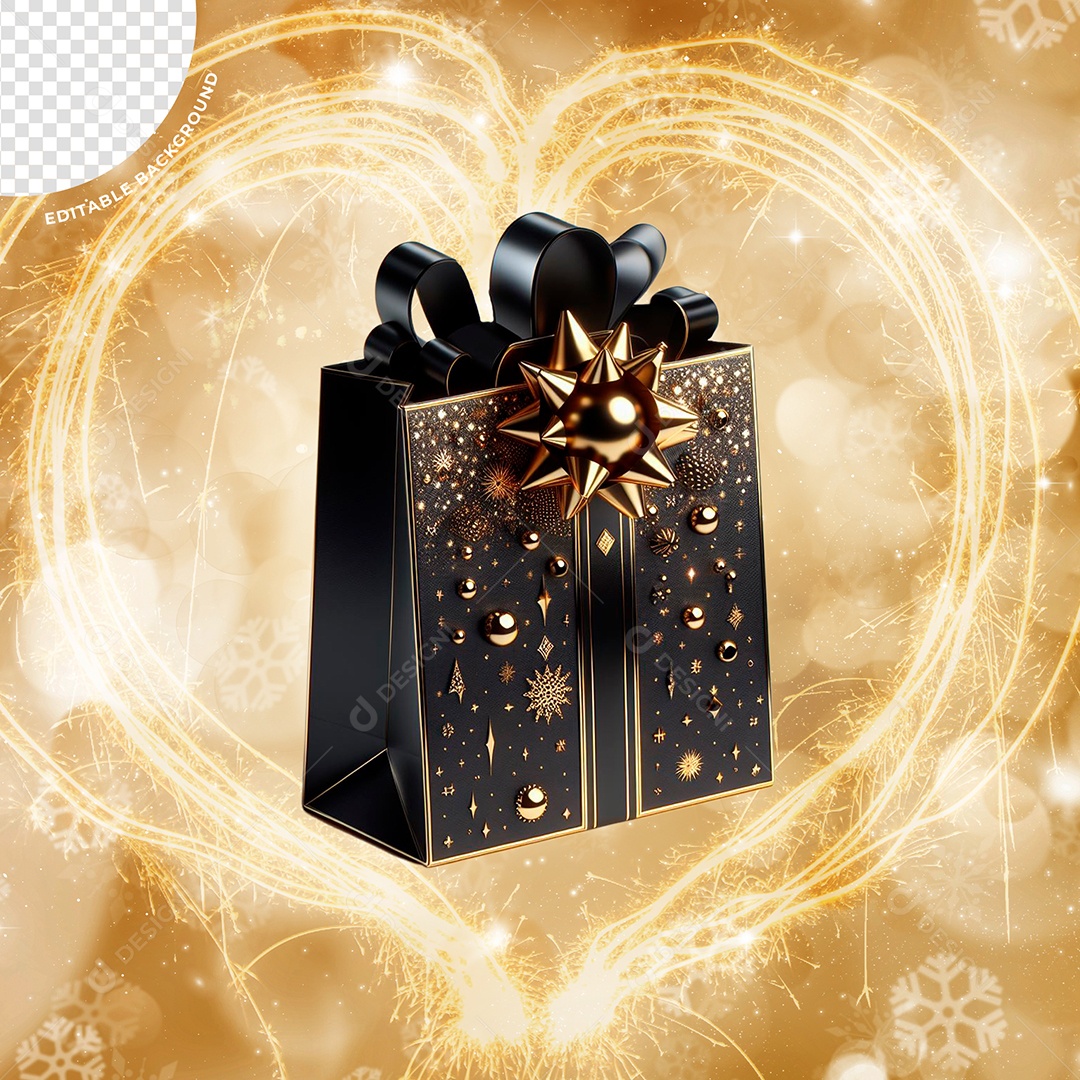 Elemento 3D Sacola De Presente Preta Para Composição PSD