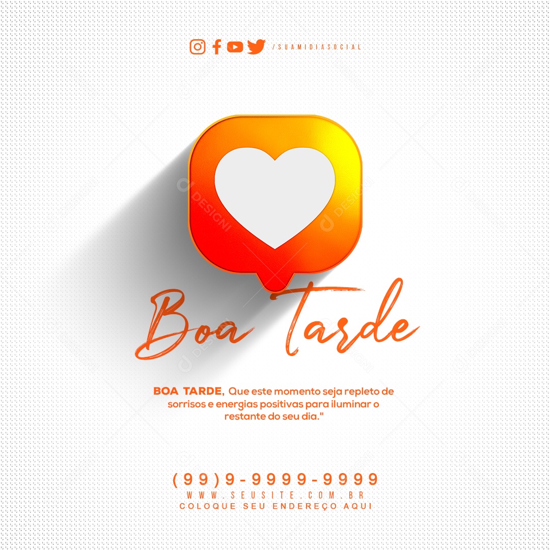Social Media Boa Tarde Que este Momento Seja Repleto de Sorrisos Frase Motivacional PSD Editável