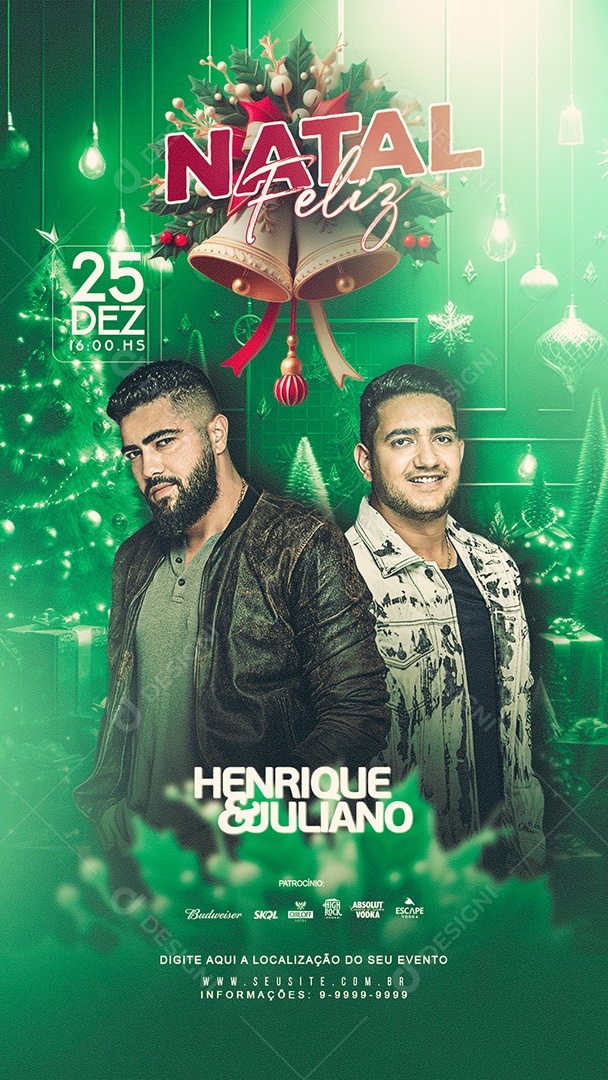 Story Flyer Feliz Natal Henrique & Juliano Show Social Media PSD Editável