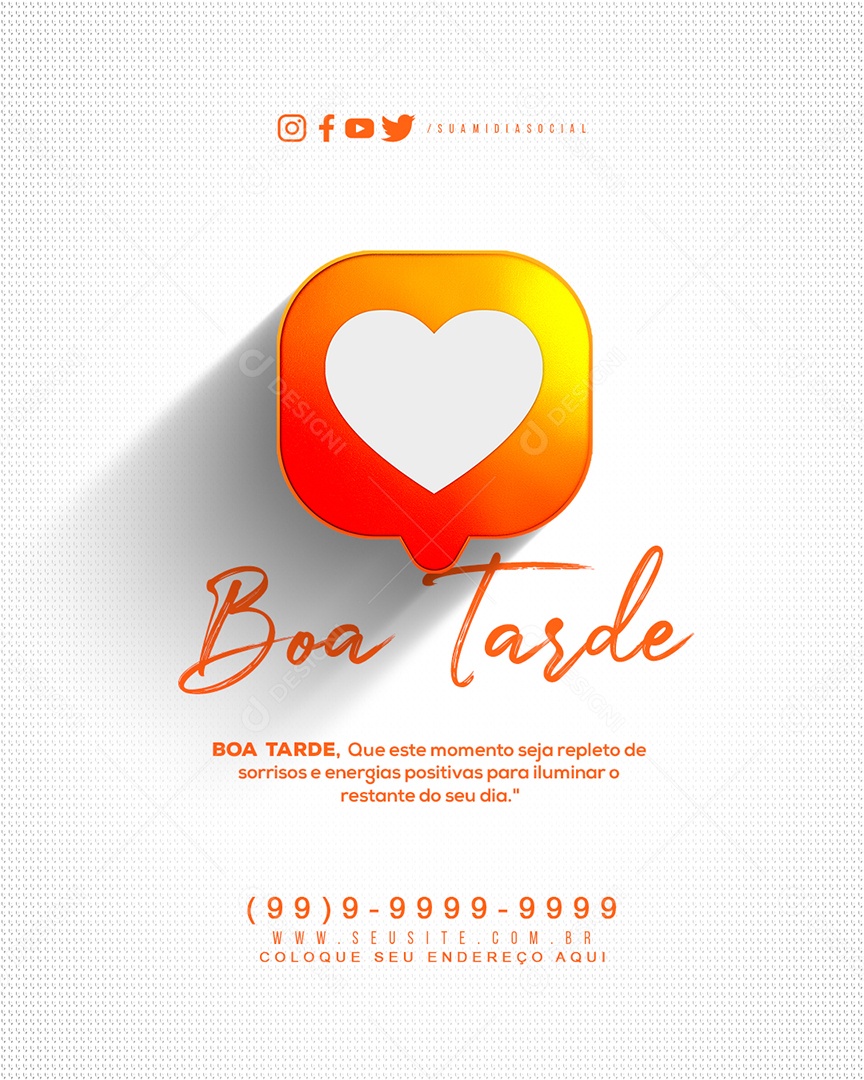 Boa Tarde Que este Momento Seja Repleto de Sorrisos Frase Motivacional Social Media PSD Editável