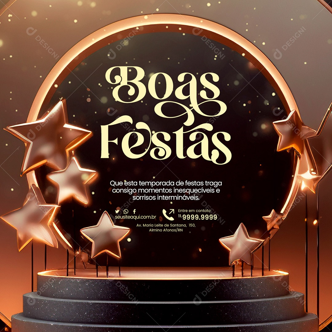 Social Media Boas Festas Que esta Temporada de Festas Traga Consigo Momentos Inesquecíveis e Sorrisos PSD Editável