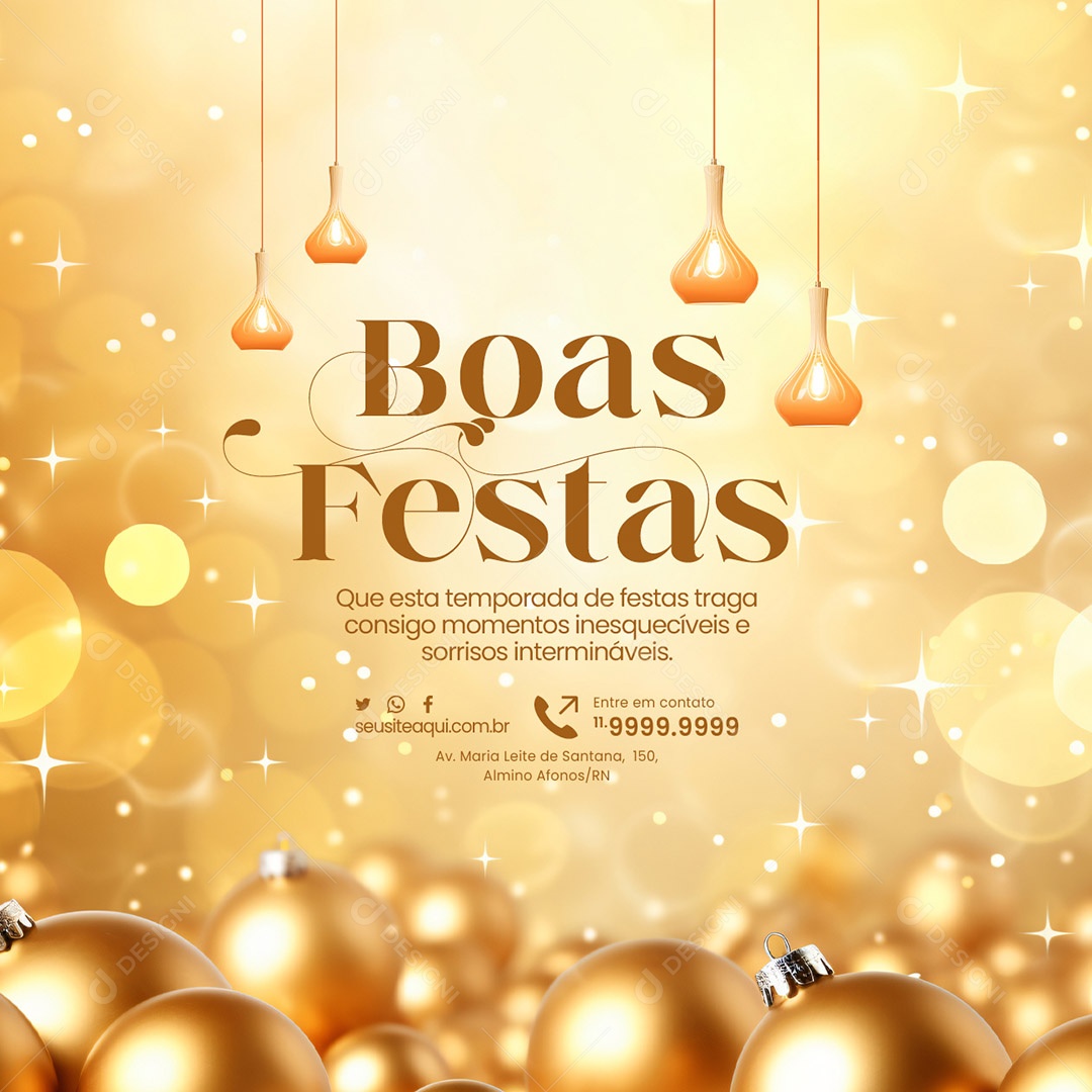 Boas Festas Que esta Temporada de Festas Traga Consigo Momentos Inesquecíveis Social Media PSD Editável