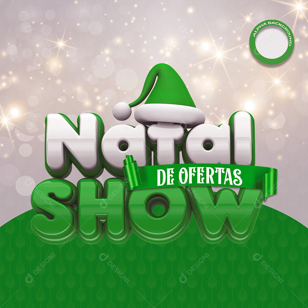 natal Show de Ofertas Selo 3D Verde Branco para Composição PSD