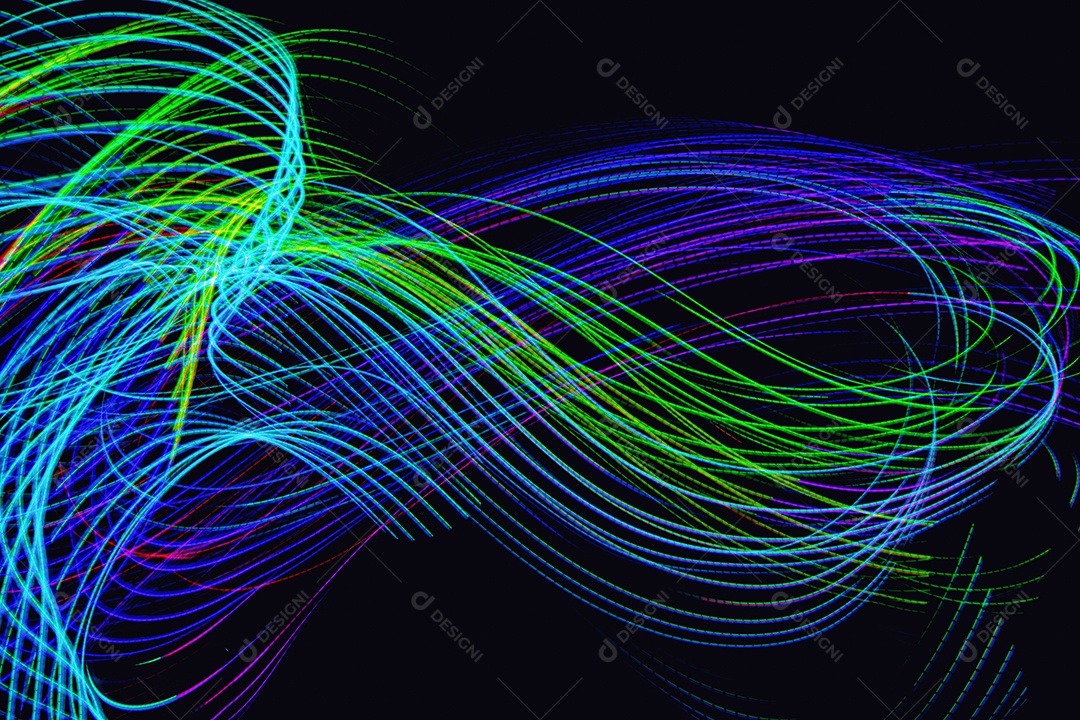 Fundo preto com linhas coloridas gradientes