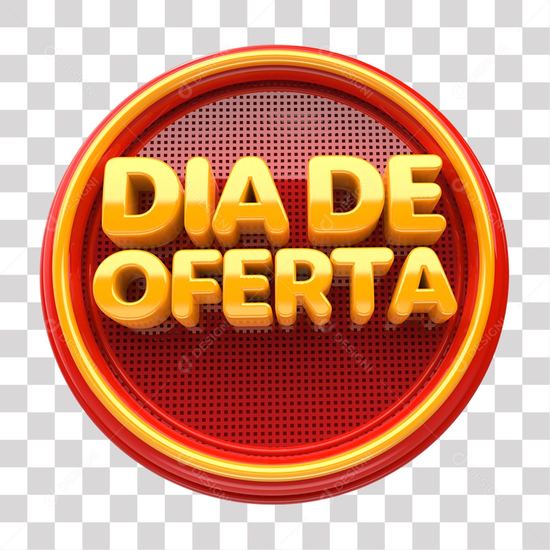 Selo 3D Dia de Oferta Amarelo e Vermelho para Composição PNG Transparente