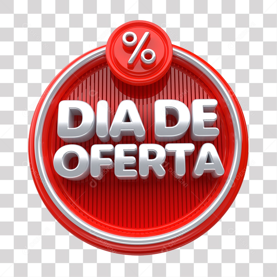 Dia de Oferta Selo 3D Cinza e Vermelho para Composição PNG Transparente