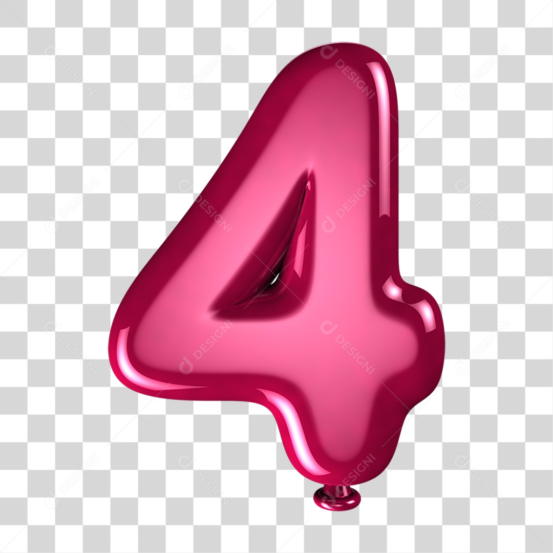Balão Número 4 PNG Transparente