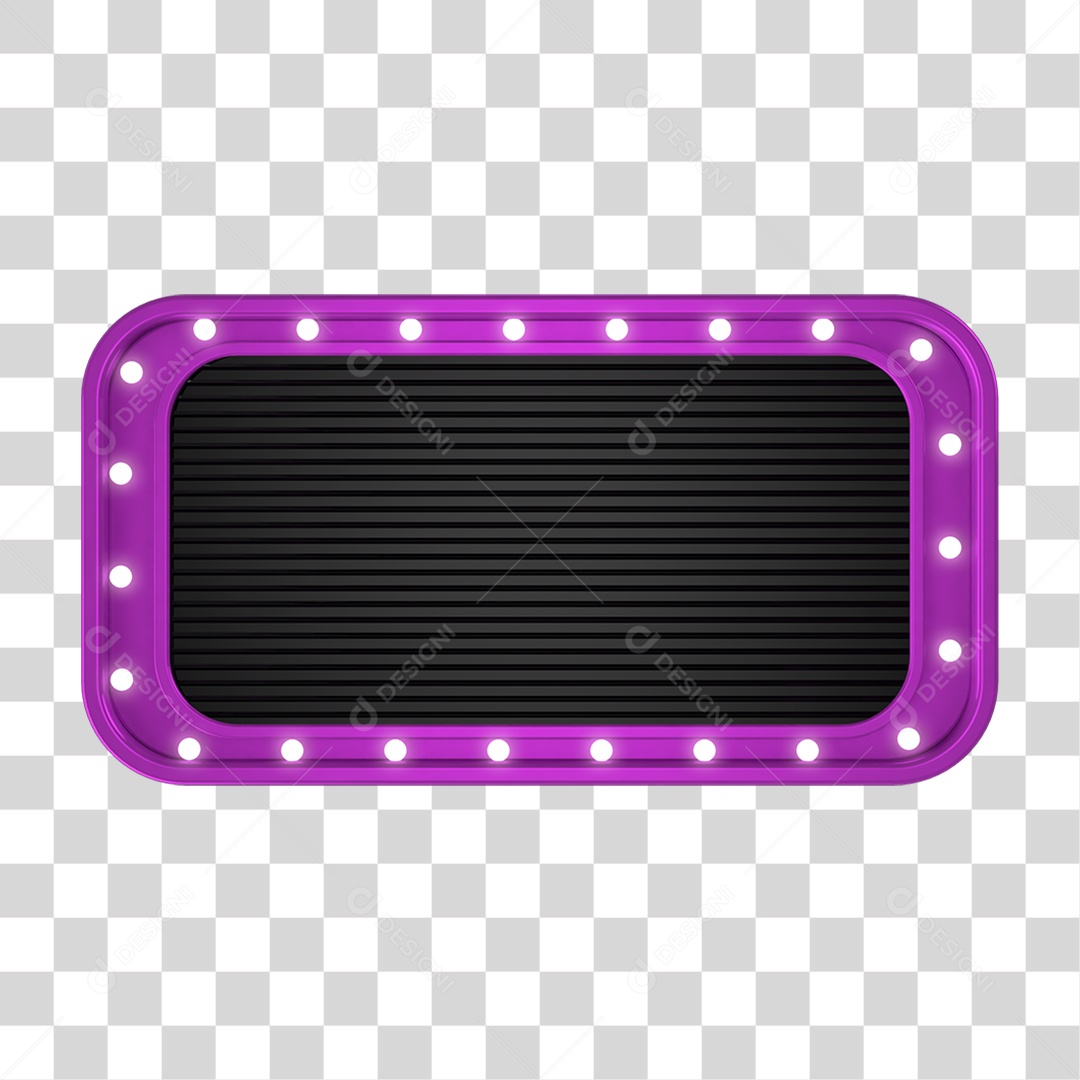 Elemento 3D Placa de Metal Luzes Neon PNG Transparente