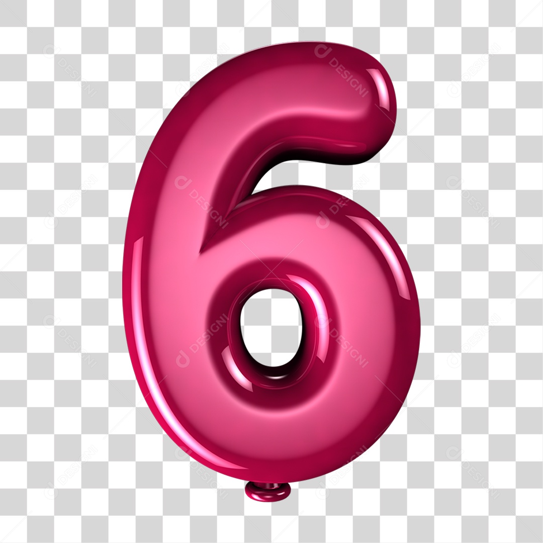 Balão Número 6 PNG Transparente