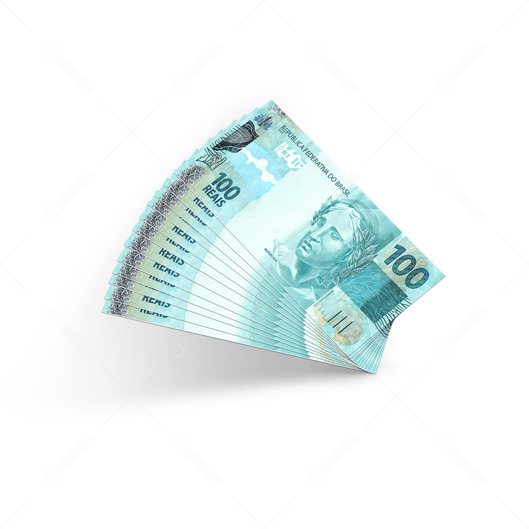Elemento 3D Notas de Dinheiro 100 Reais Para Composição PSD