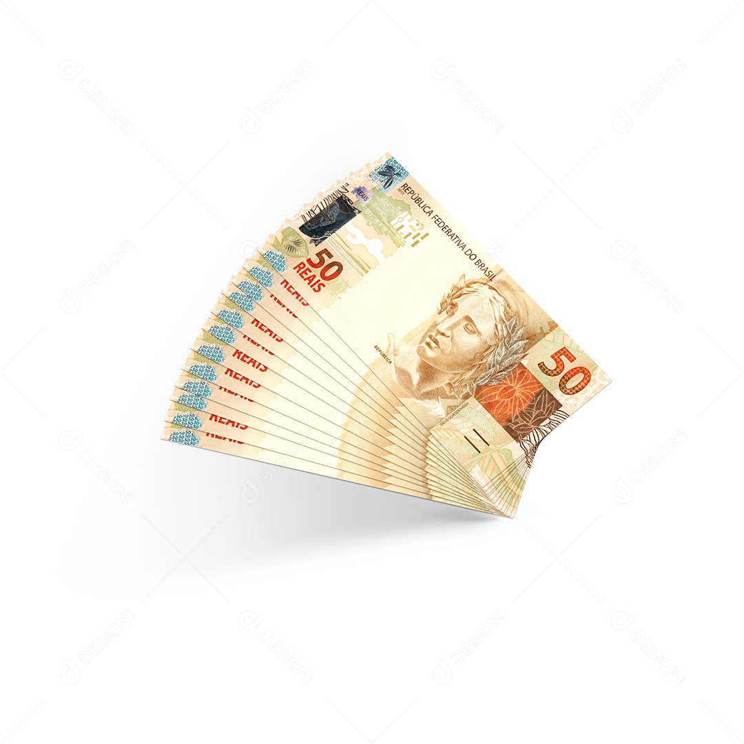 Elemento 3D Notas de Dinheiro 50 Reais Para Composição PSD