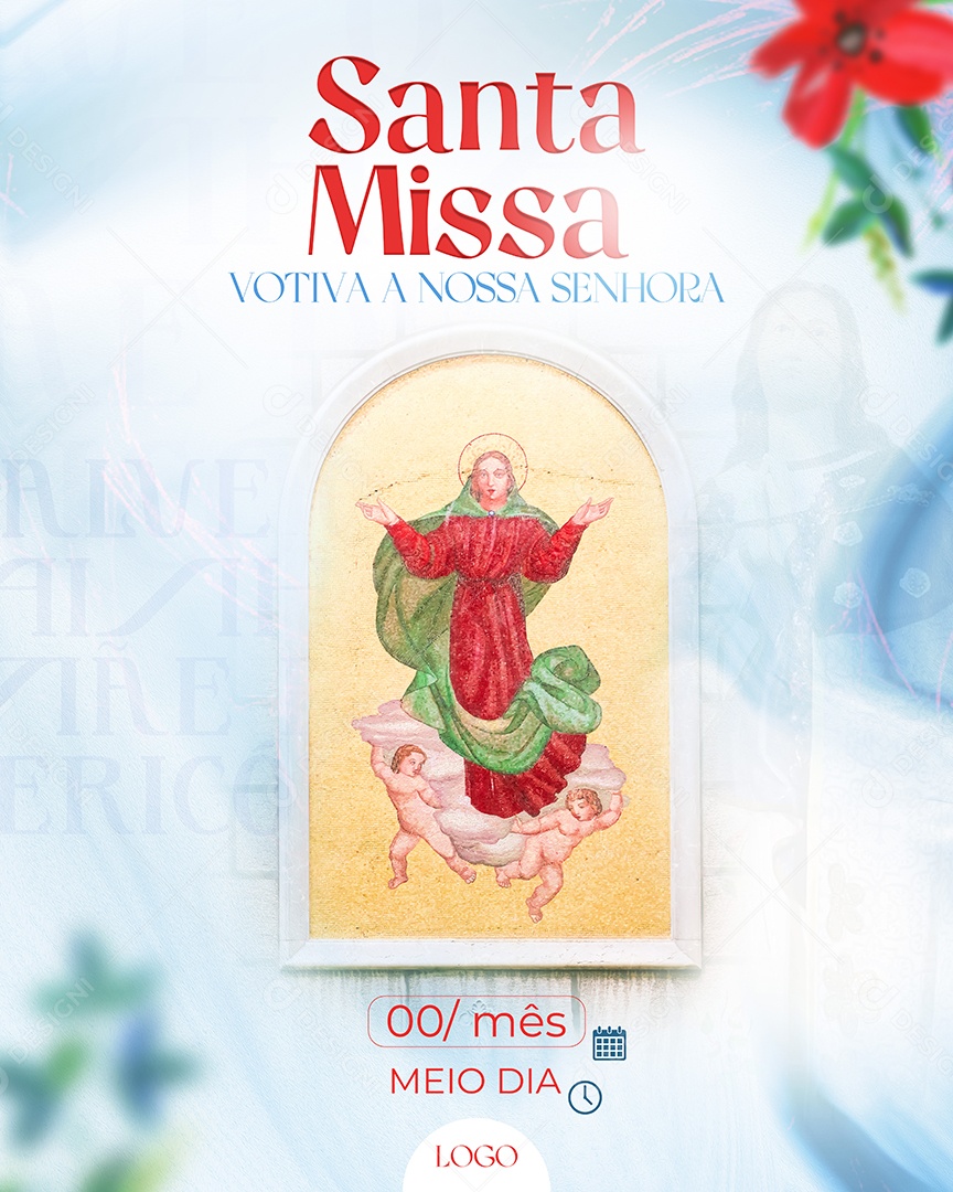 Santa Missa Votiva a Nossa Senhora Social Media PSD Editável
