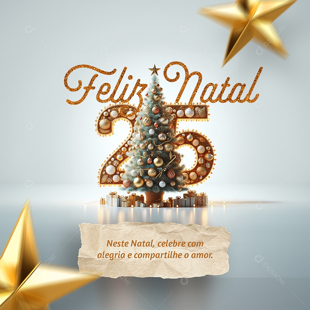 Feliz Natal Celebre com Alegria e Compartilhe o Amor Social Media PSD Editável