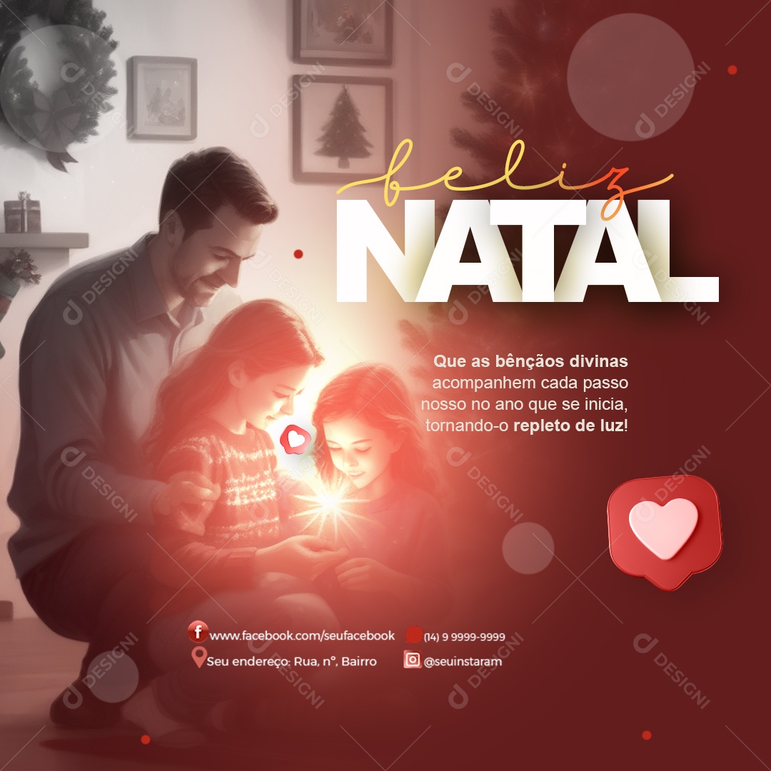 Feliz Natal que as Bençãos Divinas Acompanhem Cada Passo Nosso Social Media PSD Editável