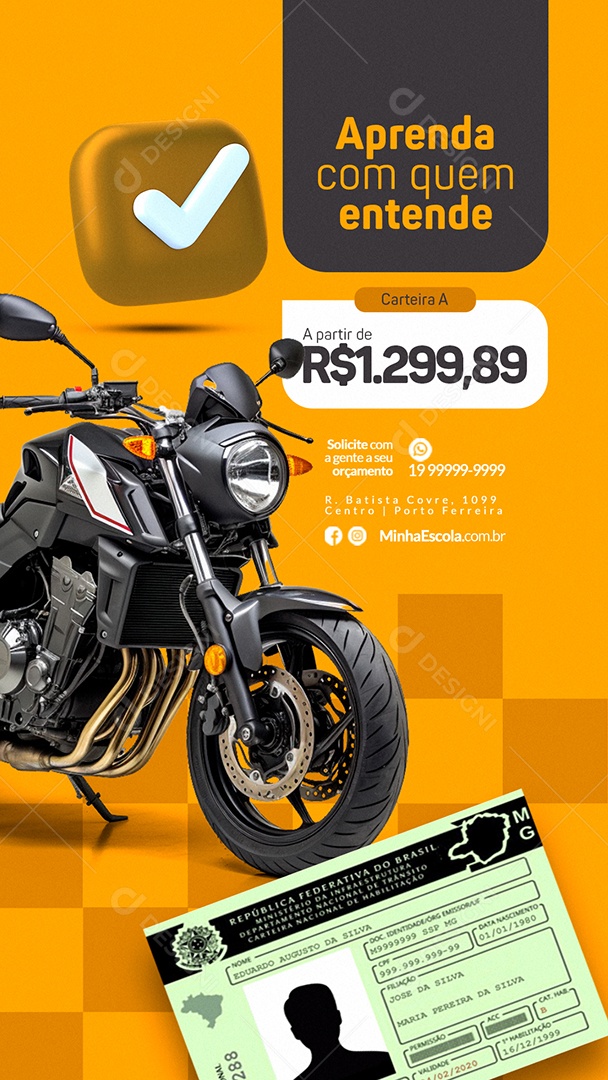 Story Auto Escola Aprenda com Quem Entende Carteira A Social Media PSD Editável