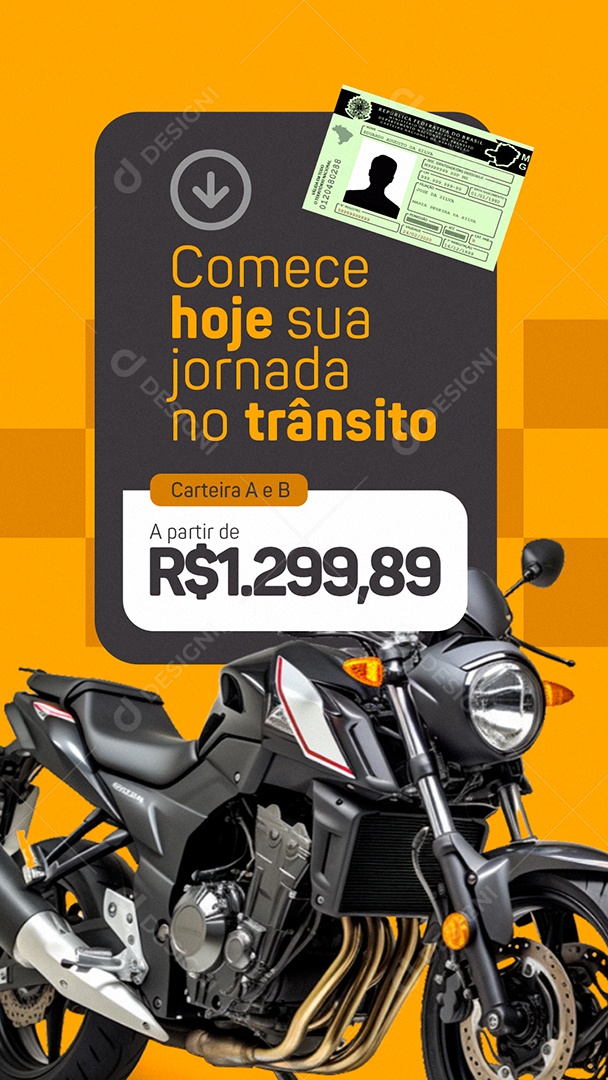 Story Auto Escola Comece Hoje sua Jornada no Trânsito Carteira A e B Social Media PSD Editável