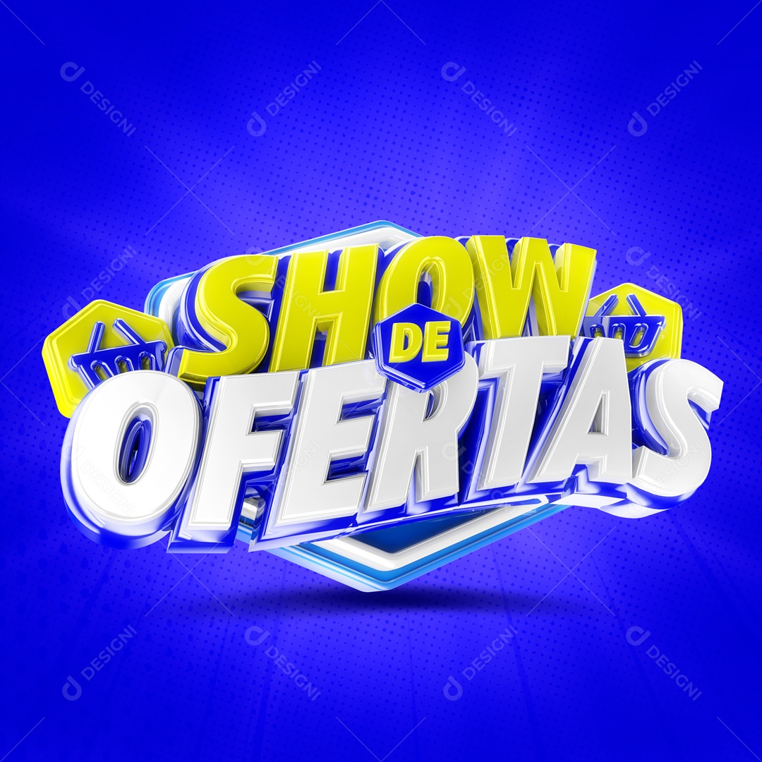 Selo 3D Azul Show De Ofertas Para Composição PSD