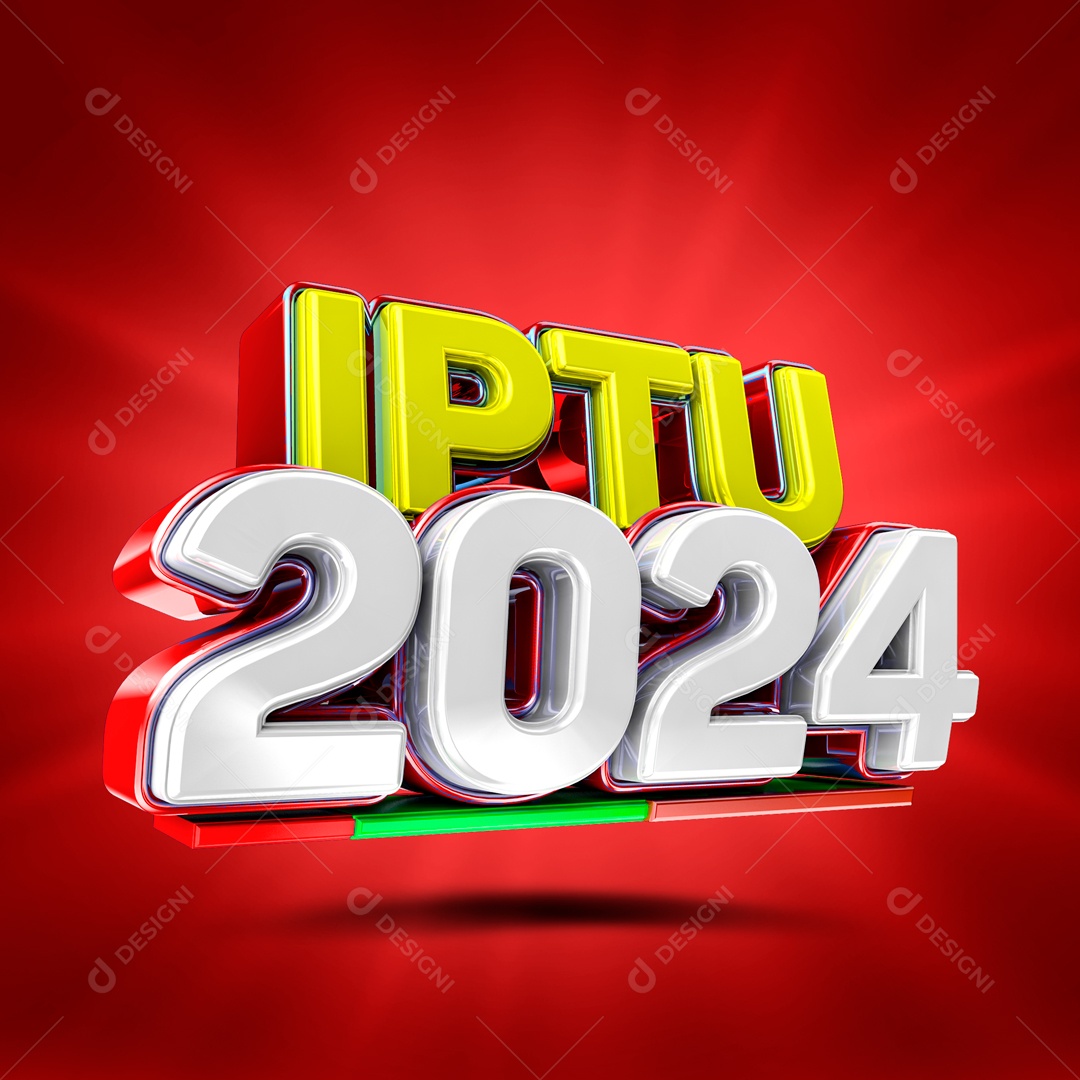 Selo 3D Vermelho IPTU 2024 Para Composição PSD